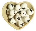 15MM ROUND silicone beads with star - white and black
