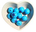 15MM ROUND silicone beads with star - blue and navy