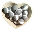 ROUND 15MM silicone stripe beads  - gray and white