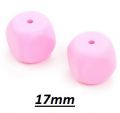 Silicone beads DICE 17mm - light pink