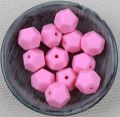 Silicone beads PENTAGON - light pink